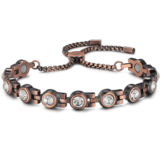 RainSo women's copper magnetic bracelet in display box shows gift-ready presentation.