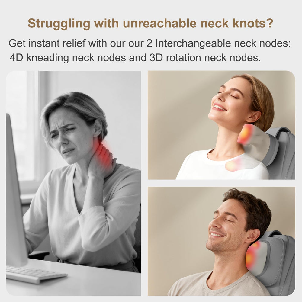 Rainwolf neck massage with heat delivers soothing warmth for neck stiffness.