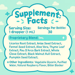 Raipult Ellora Gut Cleanse Drops ingredients close-up showing plant blend.