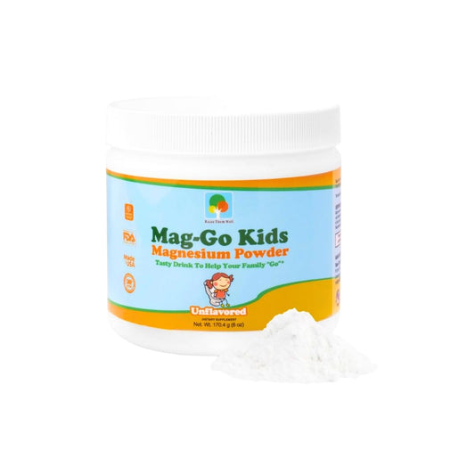 Raise Them Well Mag-Go Kids bottle front view for gentle daily digestion support