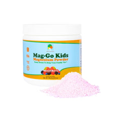 Raise Them Well Mag-Go Kids magnesium powder tub front for easy daily use and routine support.