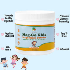 Raise Them Well Mag-Go Kids unflavored label closeup with clear dosage notes