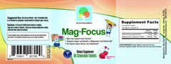 Raise Them Well magnesium focus chewables closeup showing kid-friendly strawberry flavor.