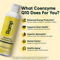 Ramp Nutrition Liposomal CoQ10 natural flavor packaging suggests smooth tasting experience