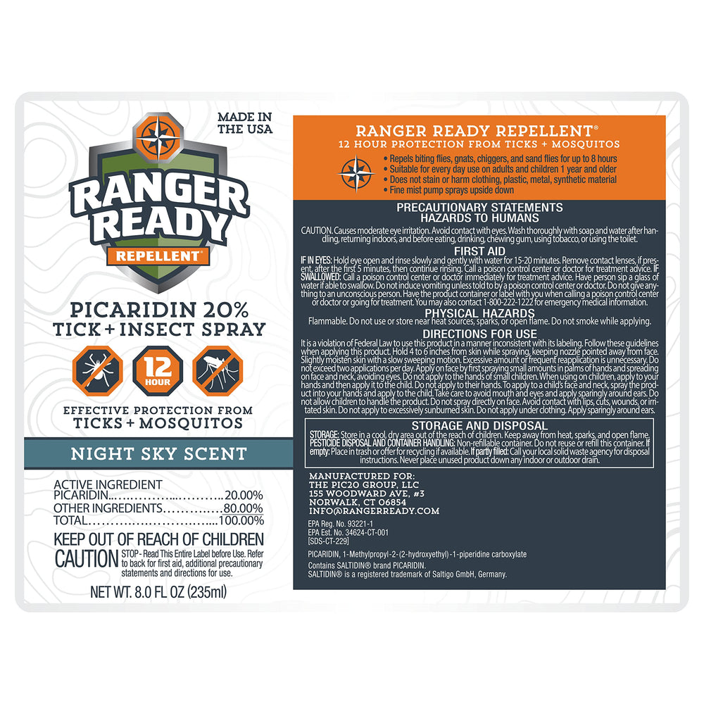 Ranger Ready gear-safe spray on clothing and gear without staining fabrics.