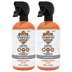 Ranger Ready Permethrin spray bottle shown for odorless clothing protection