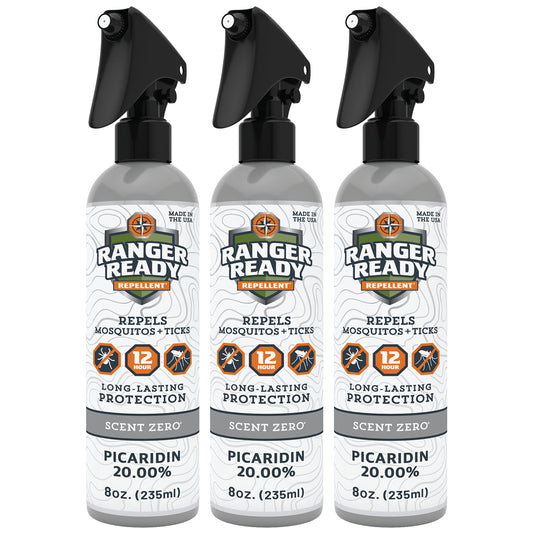 Ranger Ready Picaridin Scent Zero 8oz bottle close-up showing unscented protection.