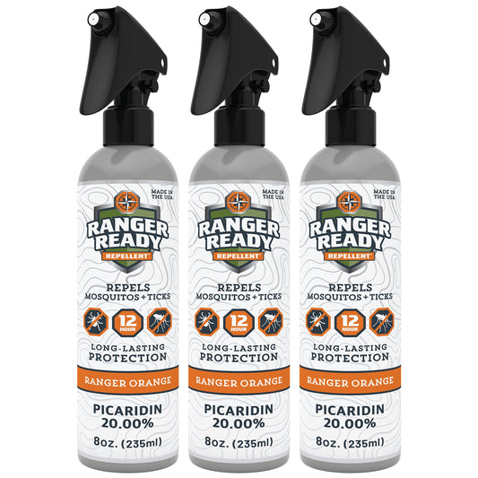 Ranger Ready Repellents orange-scent bottle with 20% Picaridin for full-body protection.