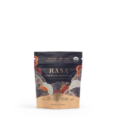 Rasa Magnificent Mushrooms powder jar front showing a concentrated extract blend for everyday use