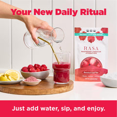 Rasa Raspberry Hibiscus Hydration serving scoop for precise mix and texture.