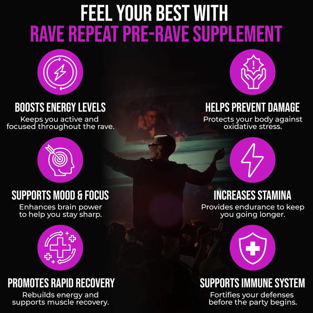 Rave Repeat green tea extract capsule for natural energy and alertness.