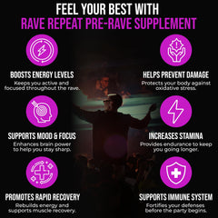 Rave Repeat green tea extract capsule for natural energy and alertness.