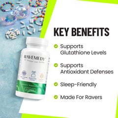 Close-up of Ravemedy Rave capsules for easy late-night use