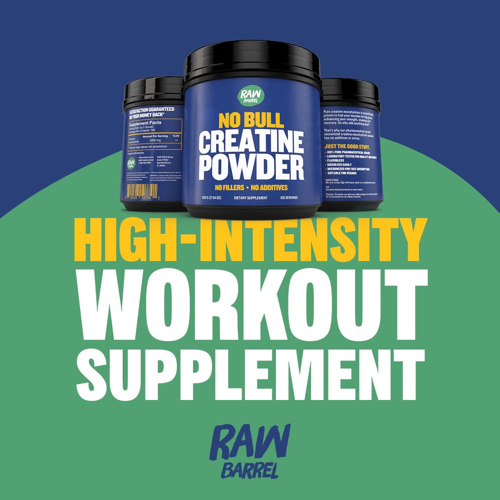Raw Barrel No Bull Creatine scoop for quick, accurate servings