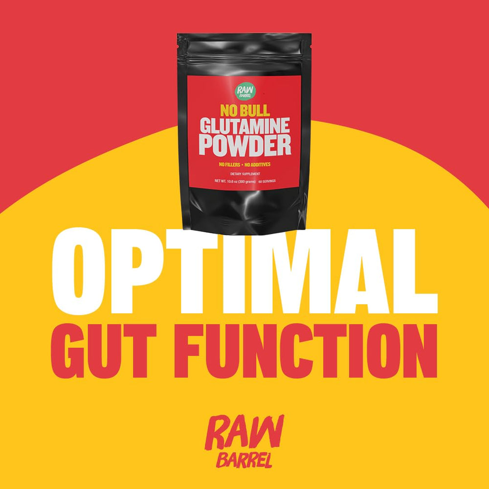 Raw Barrel No Bull L-Glutamine scoop for precise pre- or post-workout use.