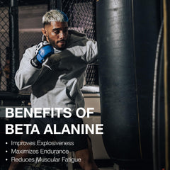 RAW Beta Alanine Powder pouring demonstrates quick mix for workouts