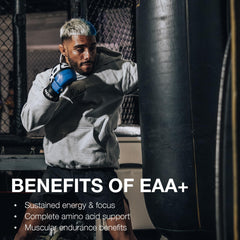 RAW EAA Plus ingredients close-up highlight the nine EAAs.