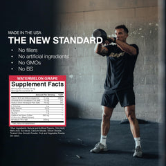 RAW Essential Pre-Workout bottle beside gym gear to imply daily training readiness