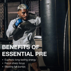 RAW Essential Pre-Workout Fruit Burst ingredients emphasize no artificial additives for clean energy