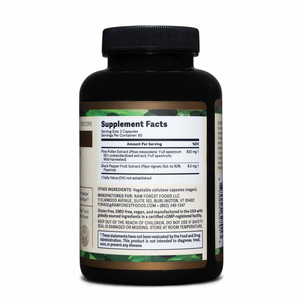 RAW Forest Foods Forest Prana energy-focused pine pollen in daily-use form.