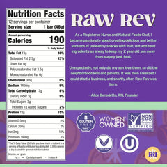 Raw Rev Glo close-up of peanut butter dark chocolate bar showing rich texture