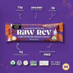 Raw Rev Glo ingredients image highlights real peanuts at the bar's core