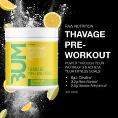 RAW Thavage Lemon Lime powder scoop beside shaker for precise dosing