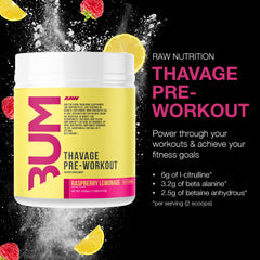RAW Thavage powder scoop for precise portions to fuel workouts.