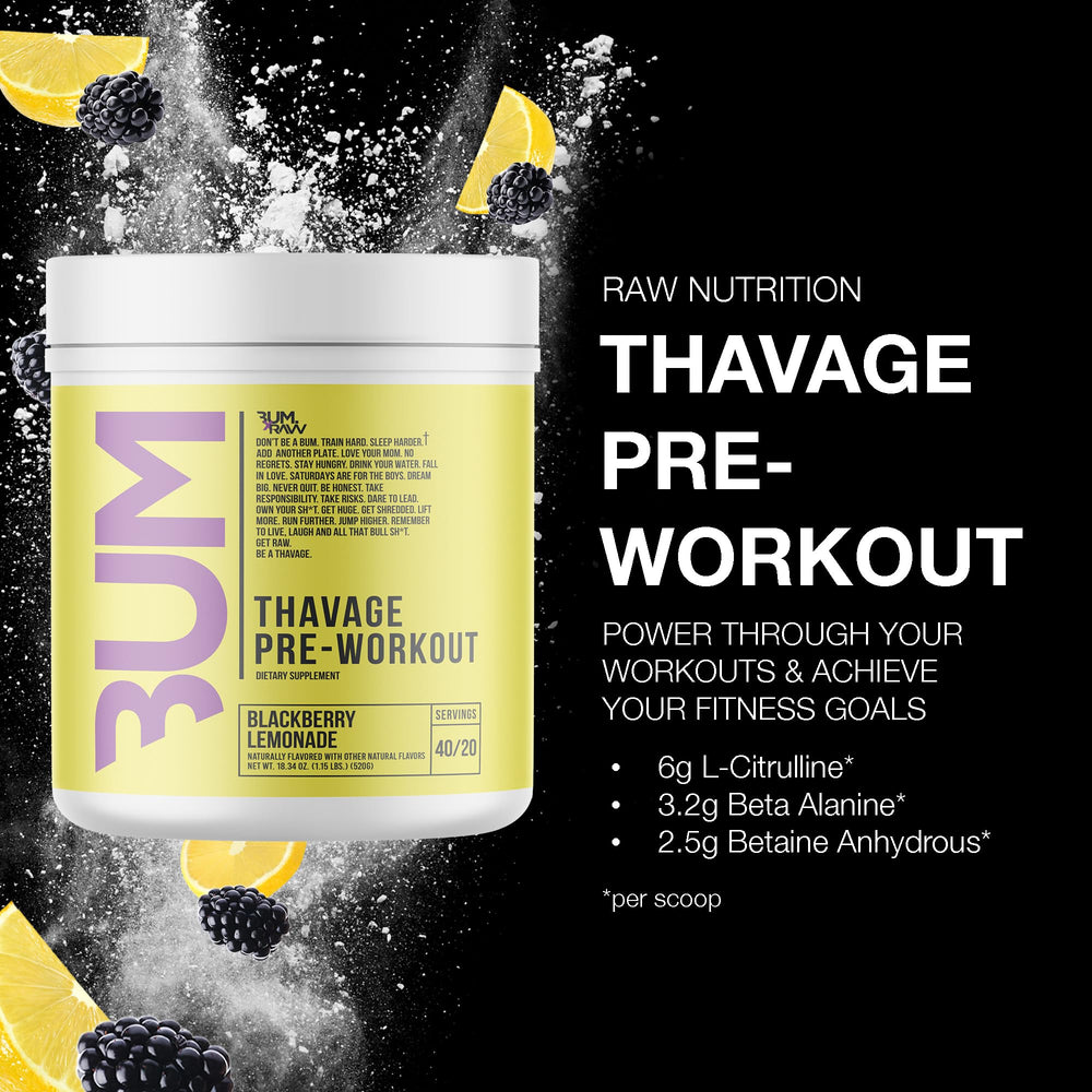 RAW Thavage serving glass with powder for a refreshing mix