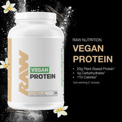 RAW Vanilla Vegan Protein being poured into a glass for a post-workout shake.