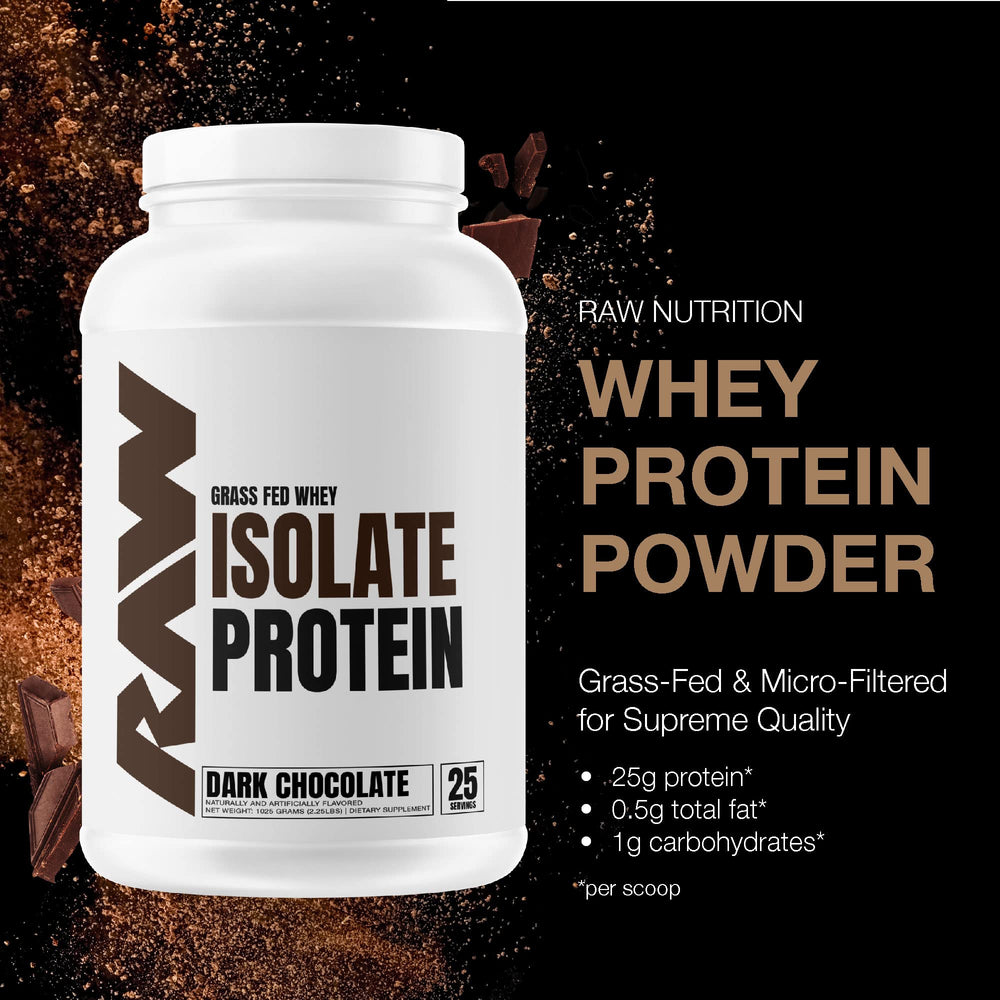 Close-up of RAW Whey Isolate powder texture for easy blending