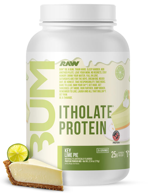 RAW Whey Isolate Key Lime bottle, convenient post workout protein fueling