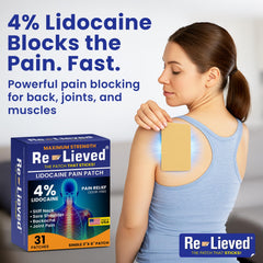 Re-Lieved patch worn during daily tasks to stay active.