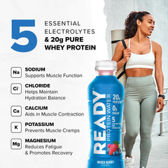 Label highlights 20 g protein isolate and zero sugar per bottle.