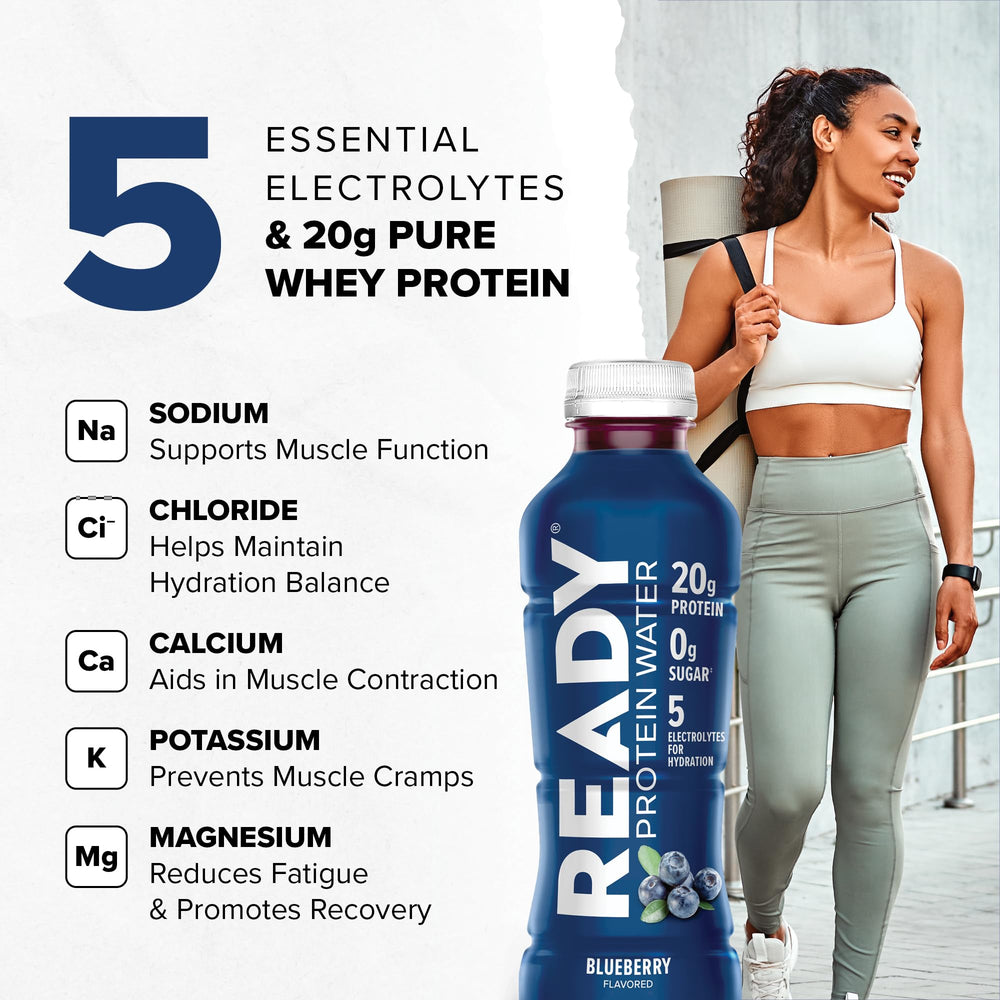 Ready Clear Protein Water zero sugar bottle highlights light nutrition