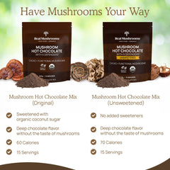Real Mushrooms hot chocolate stirred into hot water or milk.