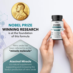 Glass of water beside Ataxinol Miracle bottle for daily use.