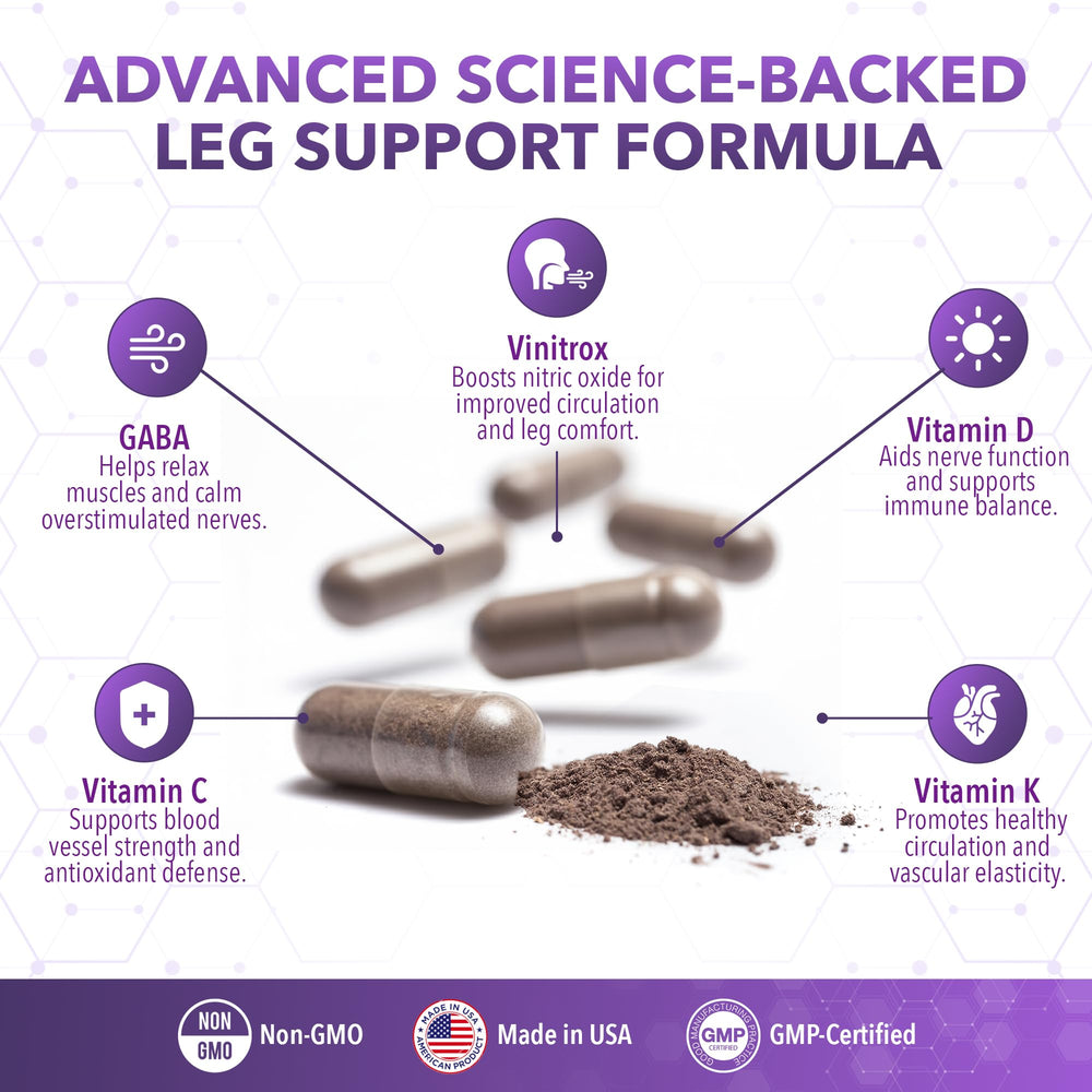 Real Science Nutrition LegEase Miracle nighttime routine aids calmer legs.