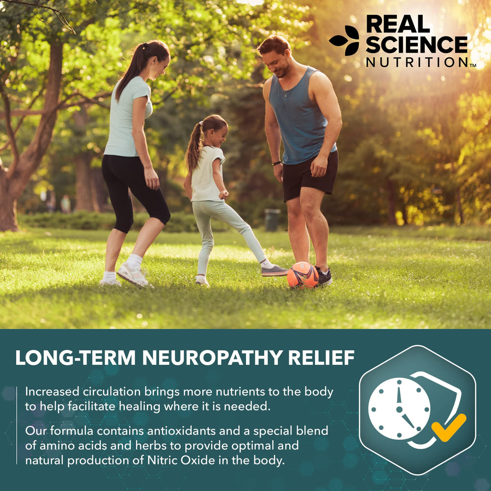 Label detail on Neuropathy Miracle emphasizing non-GMO and safety standards.