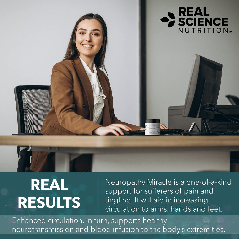 Packaging display of Real Science Nutrition Neuropathy Miracle communicates quality.