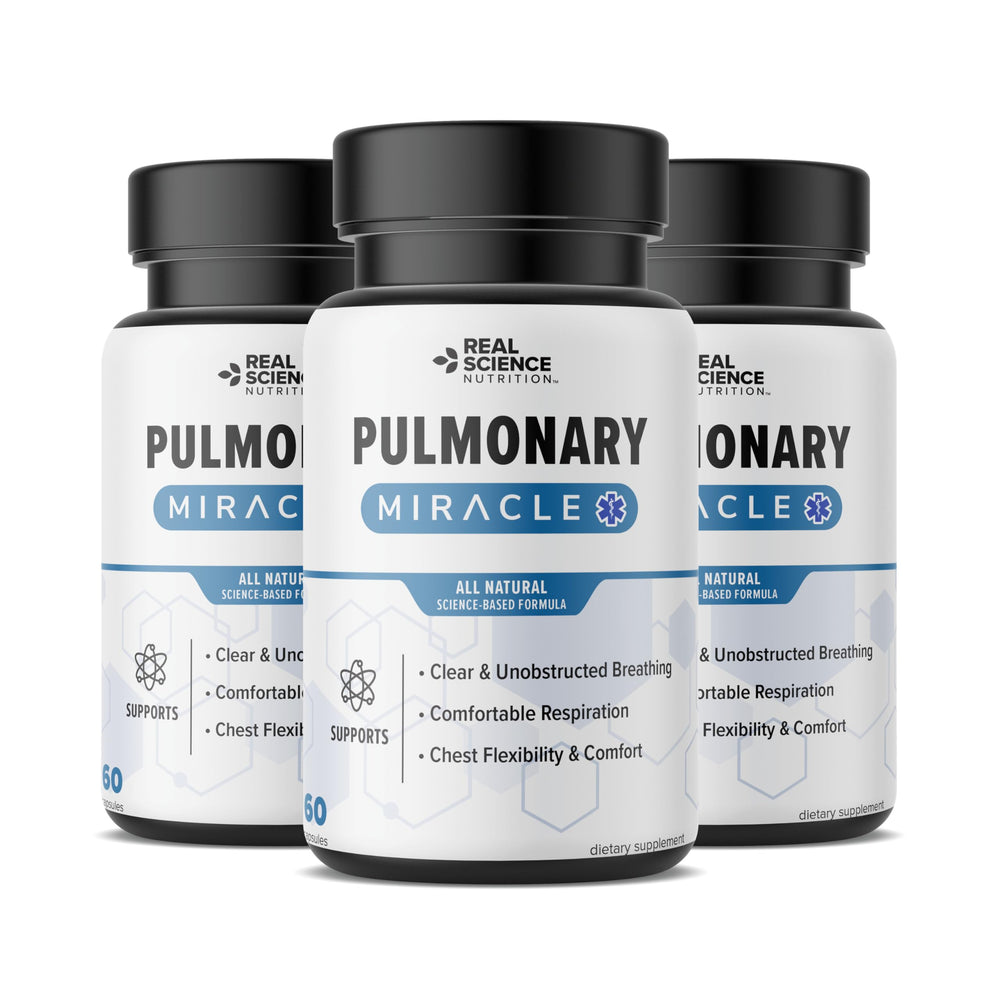 Real Science Nutrition Pulmonary Miracle capsules bottle for lung support and daily breathing