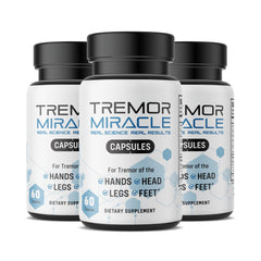 Real Science Nutrition Tremor Miracle Capsules 3-pack bottle supports daily activities by potentially reducing tremors.