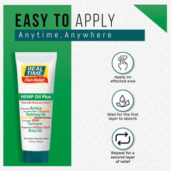 Real Time Pain Relief Hemp Oil Plus on hands for daily use