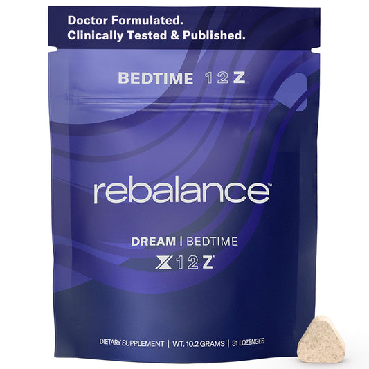 Rebalance Dream bottle-front view promotes a calm mind for easier bedtime routines.