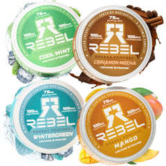 Rebel Nootropic Energy Pouches can front view for quick focus boost
