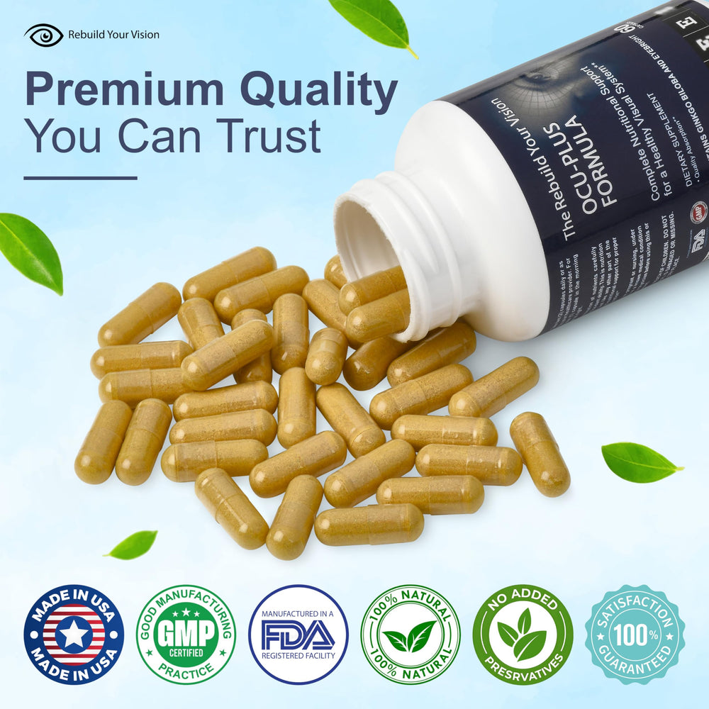 Rebuild Your Vision Ocu-Plus USA-made packaging emblem.