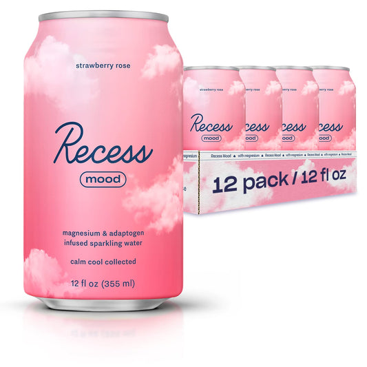 Recess Mood bottle featuring rose and strawberry notes, ideal for relaxing evenings.