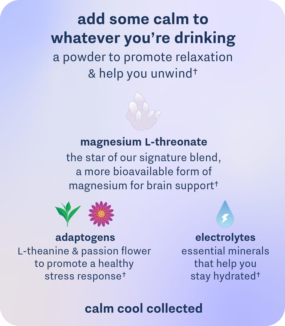 Recess Mood Powder ingredients label highlighting magnesium L-threonate and electrolytes.
