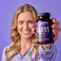 recomnd Pill dispensing jar on shelf signals everyday energy and concentration.