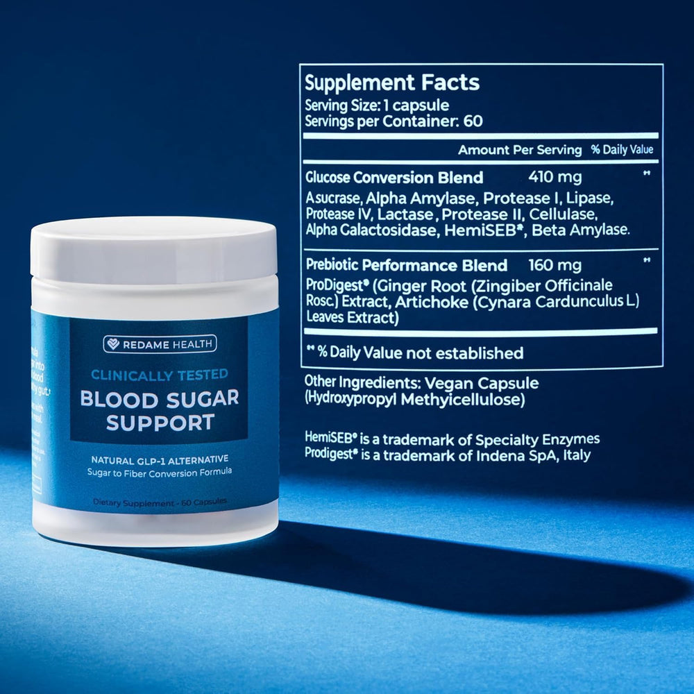 Redame Health prebiotic blend capsules fueling healthy gut microbiome